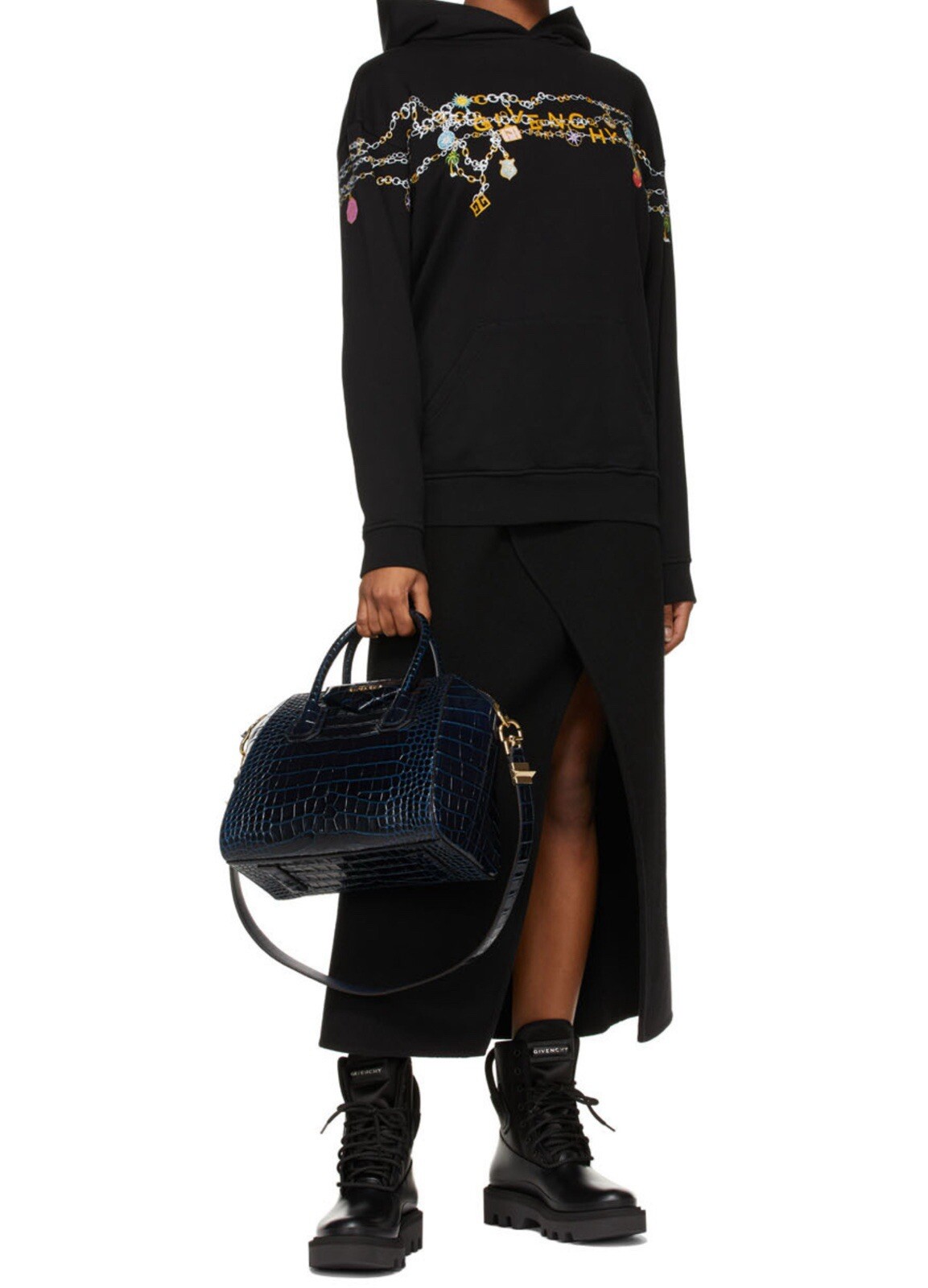 Givenchy Antigona navy croc-effect small leather bag *great condition*