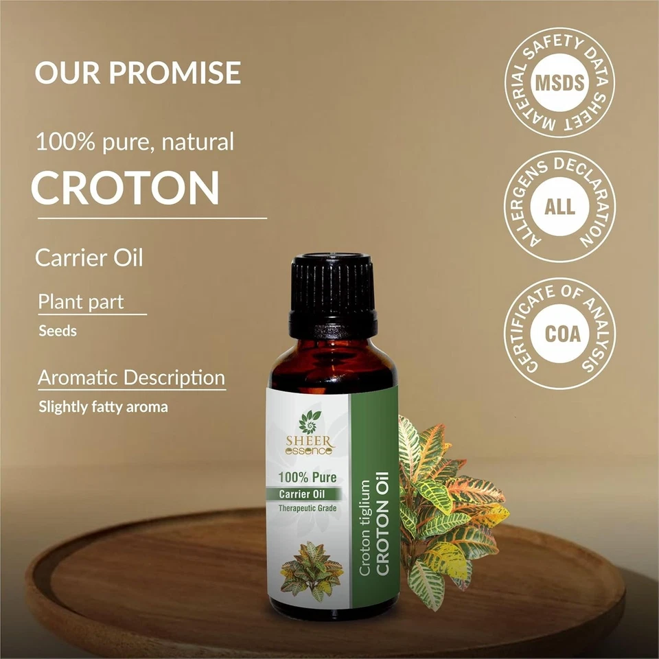 Croton oil -(Croton tiglium)- 100% Pure Undiluted Carrier therapeutic grade 5m - Image 4 of 4
