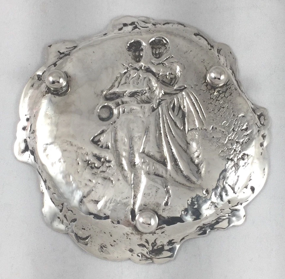 Bandeja con patas de escena rural figurativa alemana 800 esterlina 5" x 5" Foto 4 de 4