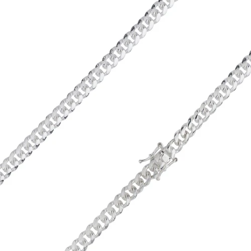 Real Miami Cuban Link Chain Solid 925 Sterling Silver Box Lock 4mm - ITALY - product listing photo