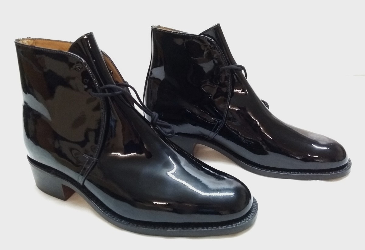 Sanders George Boots Military Officers Black Patent With