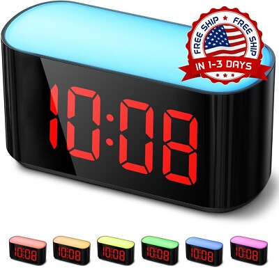 Reloj despertador digital para dormitorios luz nocturna de color