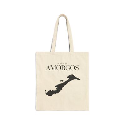 Amorgos Greek Island Map Art for Travel Lover Canvas Tote Vacation Beach Bag 