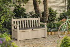 Keter Eden Bench 265L Outdoor Garden Storage Box Garden Furniture - Beige And