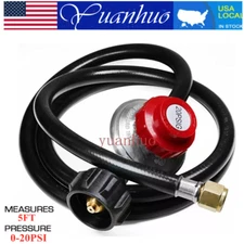 5FT Hose High Pressure Propane Gas Regulator LPG BBQ Grill Tank Adjustable US