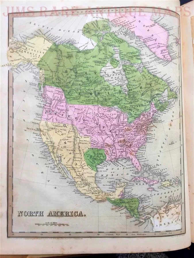 1842 BRADFORD UNIVERSAL ILLUSTRATED ATLAS, "REPUBLIC TEXAS MAPS" RARE ANTIQUE - Image 3 of 4