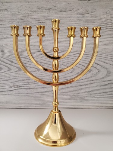 Menorá Templo 7 Ramificado Clásico 6 pulgadas Chapado en Oro y Plata de Israel - Imagen 1 de 3