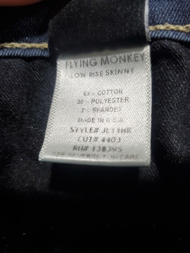 Flying Monkey Women's Jeans Low Rise Skinny Size 29 Dark Wash Made in USA - Picture 11 of 12