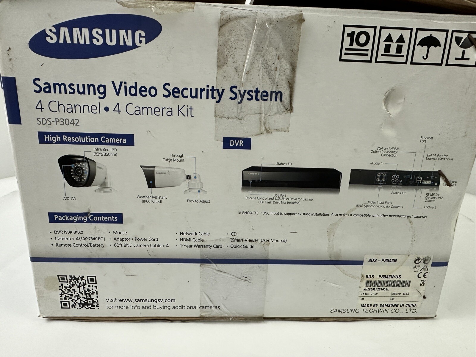 Samsung Video Security System 4 Channel 4 Camera Kit SDSP3042 eBay