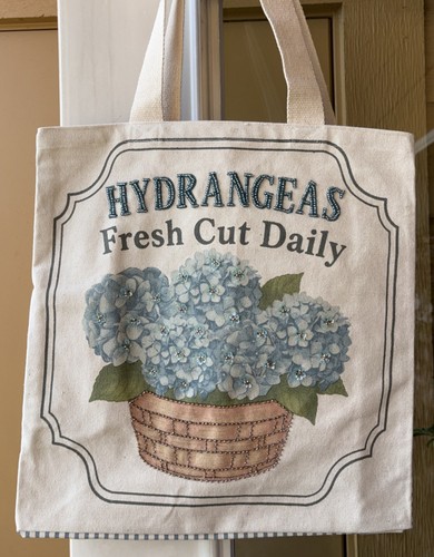 Hydrangea’s Cotton Canvas Shopping Tote Bag Beaded Farmer’s Market Eco NWT 
