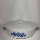 Vintage Anchor Hocking Fire King-438 2Qt.Round Blue Cornflower Ovenware With Lid