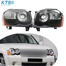 For Jeep Grand Cherokee 2008-2010 Halogen Black Headlights Headlamps Leftright