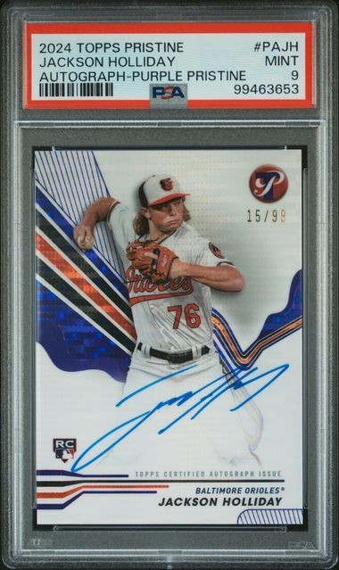 2024 TOPPS PRISTINE #PAJH JACKSON HOLLIDAY AUTOGRAPH-PURPLE PRISTINE PSA MINT 9