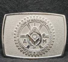 XD07172 VINTAGE 1970s INTERNATIONAL ASSOC. OF MACHINISTS AEROSPACE BELT BUCKLE