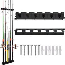Vertical Fishing Rod Rack Wall Mounted 6 Pole Holder Garage Storage Organizer