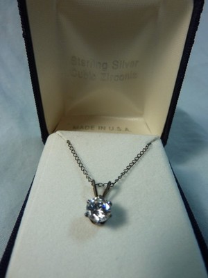 Sterling Silber & Zirkonia Stein Halskette - 18'' Kette mit Geschenkbox