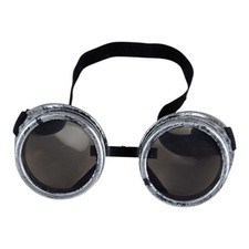 Retro Steam Punk Goggles Silver Halloween Costume Trippy Cosplay Glasses
