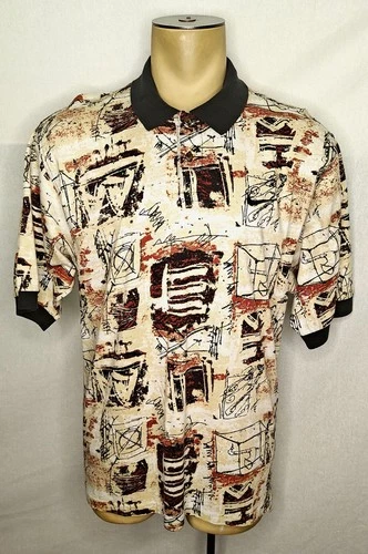 Mint Vtg 90s Mens Nike Golf brown multicolor wild abstract polo shirt size Large