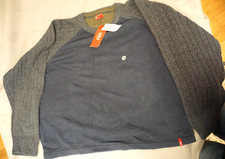LEVI'S RED TAB MENS 2XL NAVY GRAY SWEATER CREW 100 COTTON KNIT NEW 47003 NWT
