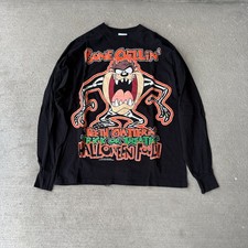 Vtg Looney Tunes Unisex T-Shirt Black Bone Chillin Halloween Fool Graphic L 44