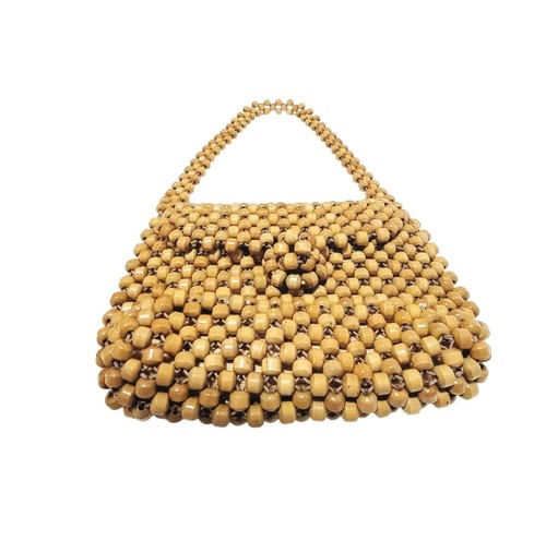 Dwayne Taylor Wooden Beads Shoulder Bag Geometric Handbag Beach Boho Purse 7x8" - Picture 10 of 11