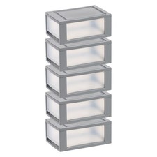 IRIS USA 6 Qt Plastic Storage Drawers 5 Pack Stackable Modular Bins Grey/Clear