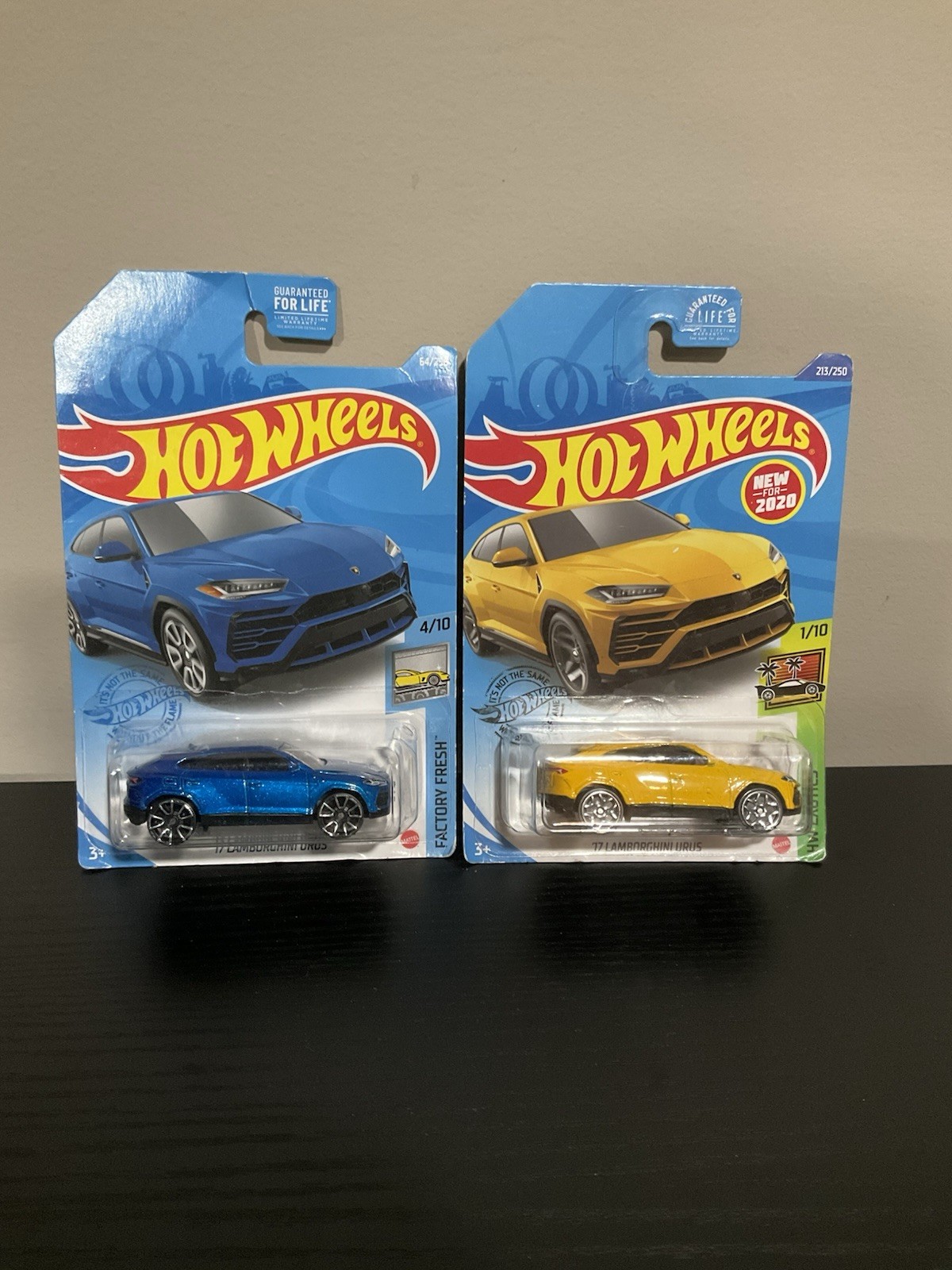 ‘17 Lamborghini Urus #213 Yellow & Blue Exotics 2020 Hot Wheels Lot Of 2