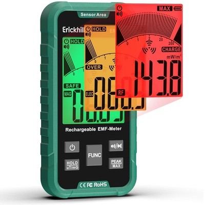 ERICKHILL EMF Detector, 3 in 1 Portable EMF Meter and Radiation Dete