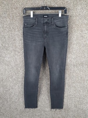 HUDSON Natalie Super Jeans Womens 28 Black Denim Mid Rise Ankle Raw Hem Casual