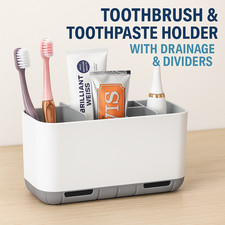 Toothbrush Toothpaste Holder Bathroom Countertop Organizer Drainage  Dividers