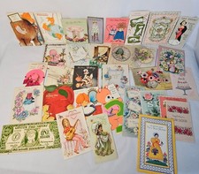 Lot of 60 Vintage Used Birthday Cards 1940s - 1950s Greeting Cards