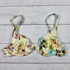 Rhythm Large Multicolor Floral Unpadded Strap Bikini Top Swimwear Beach Pool