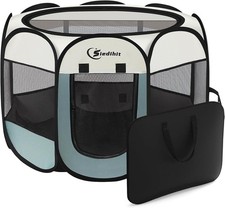 Dog Cat Playpen, Puppy Pet Playpen Indoor for Small Dog, Grey, Small