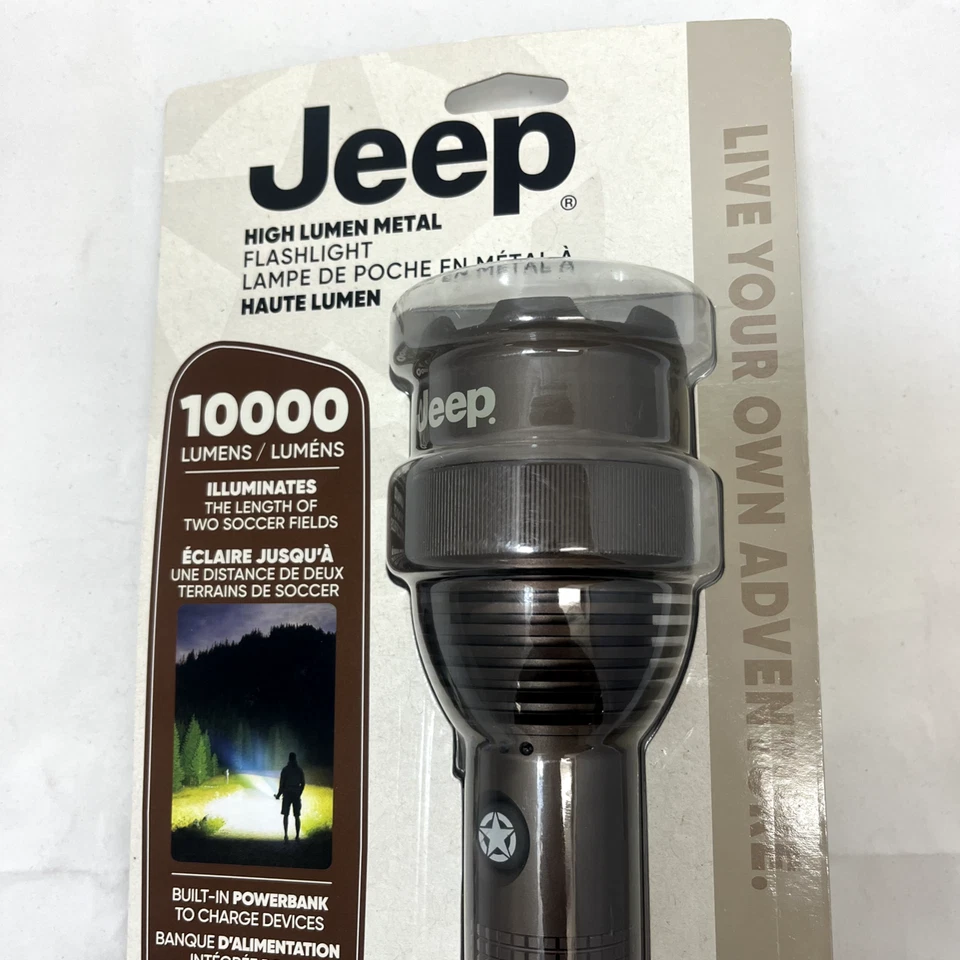 Linterna LED recargable metálica de alto lumen Jeep, 10.000 lúmenes. Foto 2 de 4