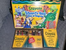 Vintage 1999 Crayola Wizard's Giant Box Of Crayons With Vintage Old Crayons Lot