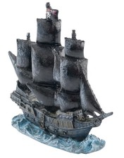 Pirate Ship Aquarium Ornament for Fish Tanks, Poly-Resin, 4.25-in
