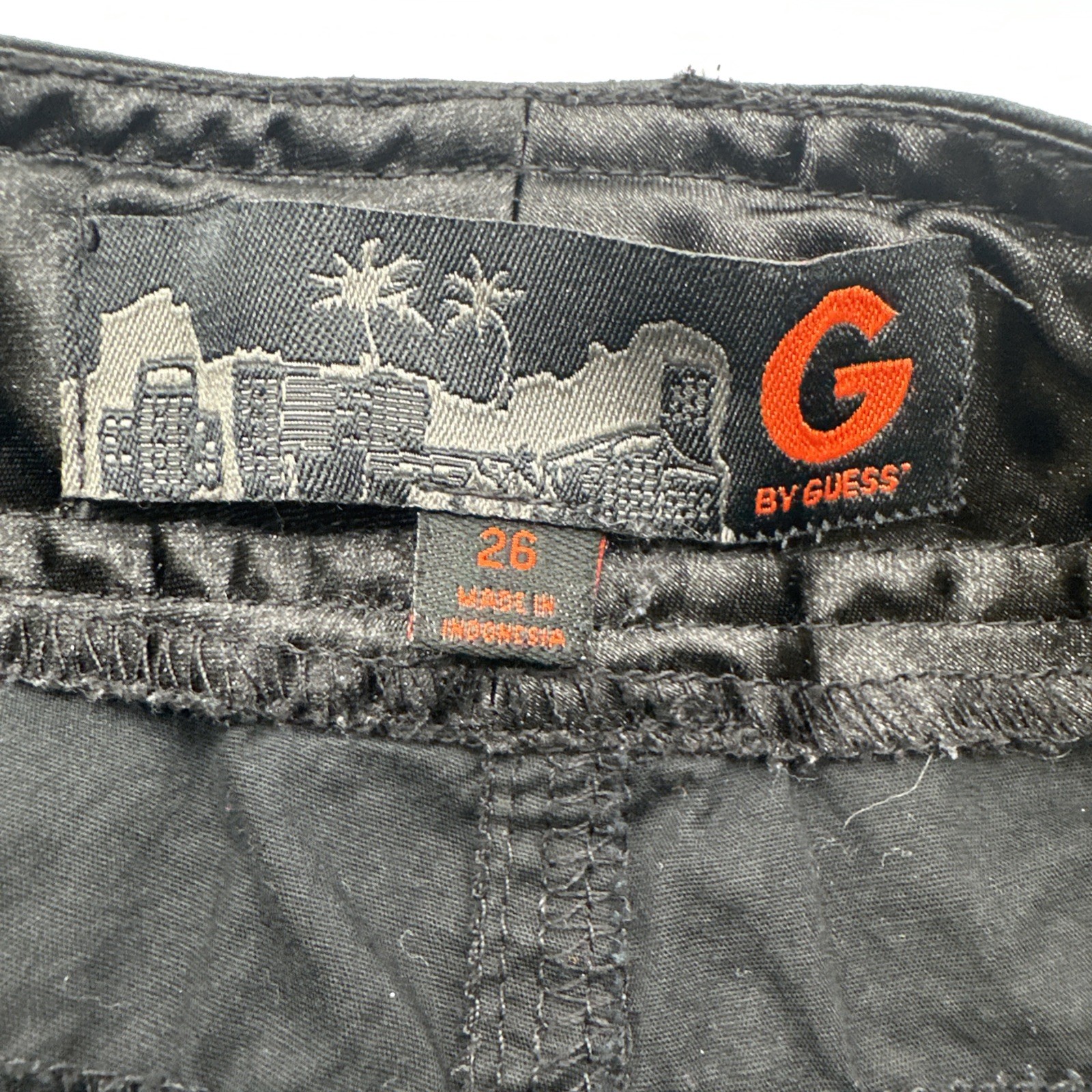 G By Guess Shorts Women Size 26 Black Pockets Logo .#37478