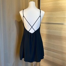 Urban Outfitters Women’s Mini Dress M Black Button Front Crisscross Open Back
