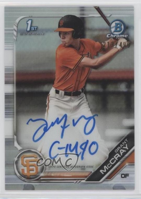 2019 Bowman Draft Chrome Pick Refractor 213/499 Grant McCray #CDA-GM Auto 0b0