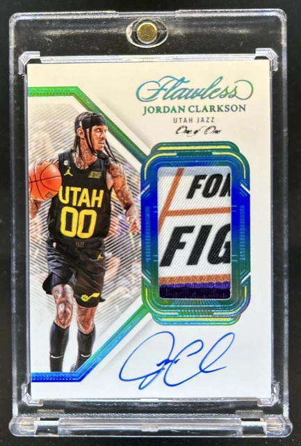 2022-23 Panini Flawless Jordan Clarkson Vertical Patch Auto Platinum #1/1 Jazz