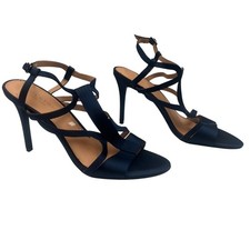 Halston Heritage Bette Strappy Stiletto Heels Sandals Navy Size 9