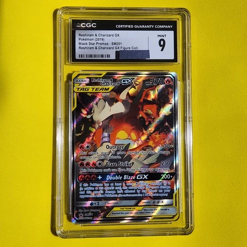 2019 Pokemon Reshiram & Charizard GX SM201 Promo Holo CGC 9 Nm