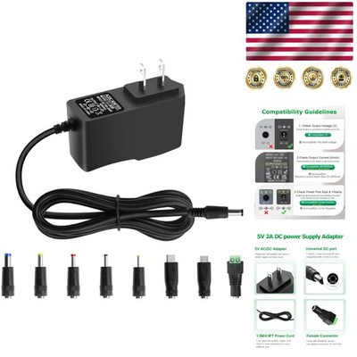 Versatile 5V 2A Power Adapter for Security Cameras & Electronics - 10W Capacity