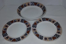 Set of 3 D.C. Brown Oneida Majesticware American Quilt Bowl(7 3/4") Plates(6.5")