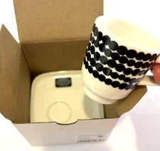 NIB Marimekko Oiva Räsymatto Stoneware Espresso Cup and Saucer Set Black White