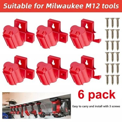 6 Stück Werkzeughalter Halterung für Milwaukee M12 12V Akku Werkzeuge Wandaufhänger