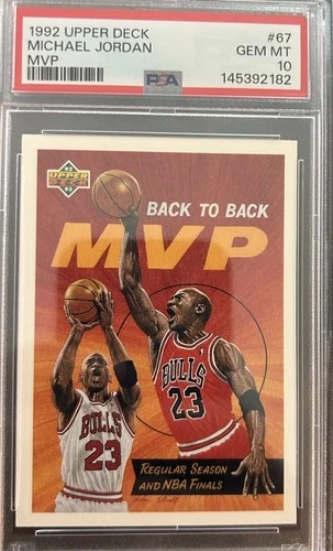 1992 UPPER DECK MVP #67 MICHAEL JORDAN BULLS HOF MJ INSERT GEM MINT PSA 10