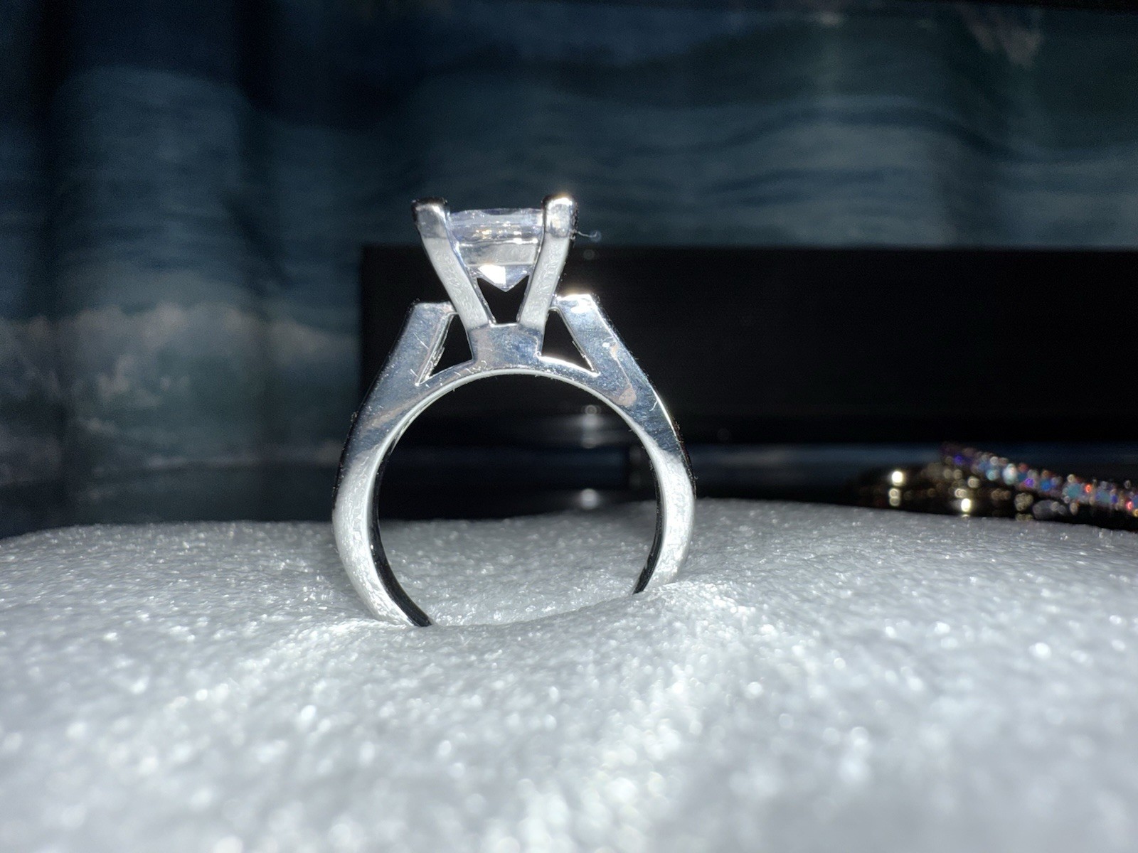 Princess Cut Solitaire Ring Square Clear Stone Ch… - image 5