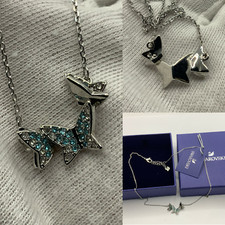 swarovski Lilia necklace Butterfly, Blue, Rhodium plated RRP £89.00