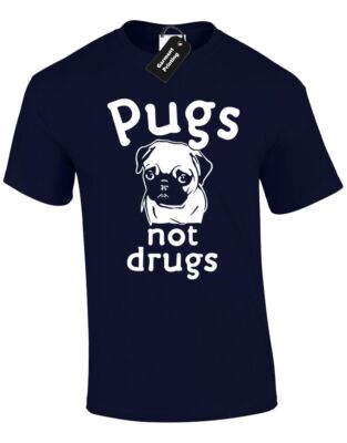 PUGS NOT DRUGS HERREN T-SHIRT LUSTIGES HUNDELIEBHABER DESIGN MODE GESCHENK